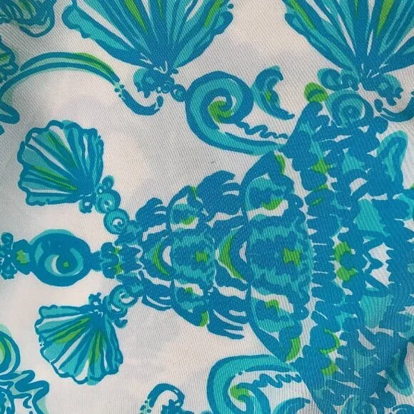 Lilly Pulitzer Womens Whistler Dress Blue White Size 10 Ruffle Silk Polyester - Picture 3 of 10